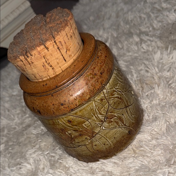 Other - Rustic Signed Artisan Pottery Jar with Cork Lid